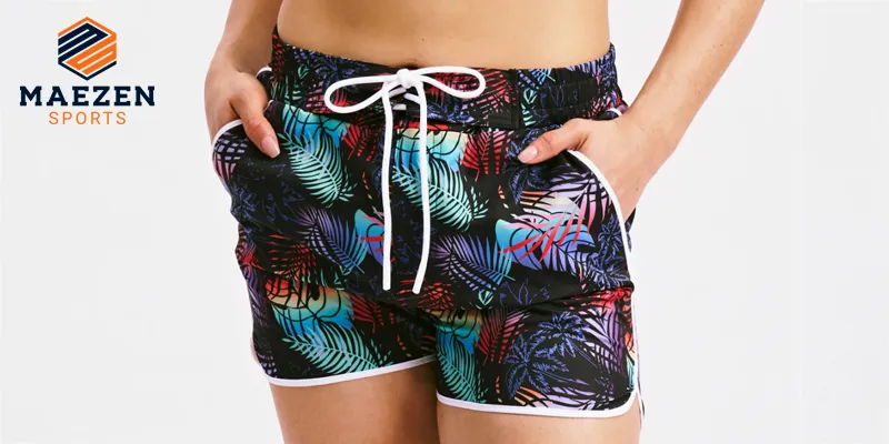 "Durable and stylish swim shorts, perfect for poolside fun or beach activities, available from Maezen Sports."