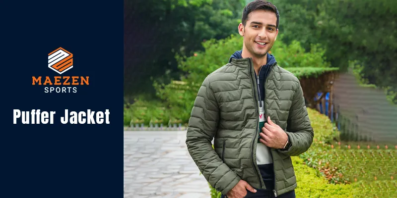 Man smiling in a puffer jacket by Maezens Sports, ideal for chilly weather