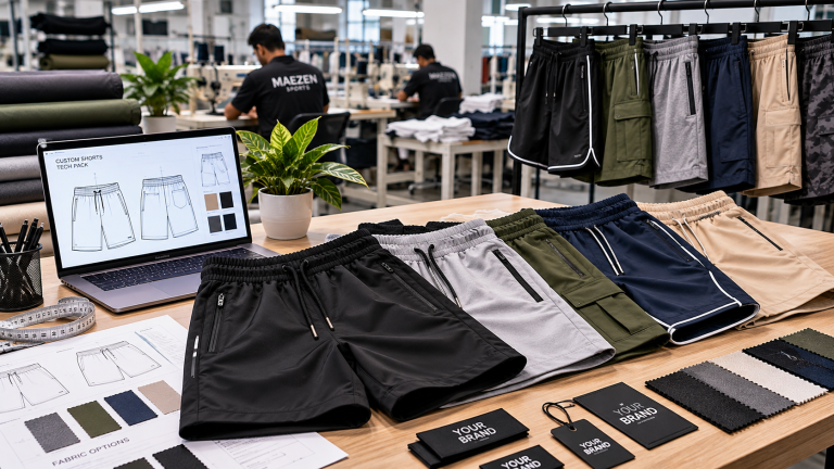 Custom shorts manufacturer for clothing brands